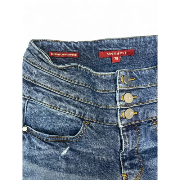 Miss Sixty Women's Jeans Blue Attack Cropped High Waisted Button Up Denim 26 - Picture 4 of 10